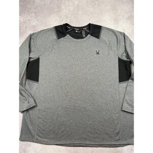 Spyder Active Shirt Mens 2XL Gray Long Sleeve Crewneck Performance Athletic Tech